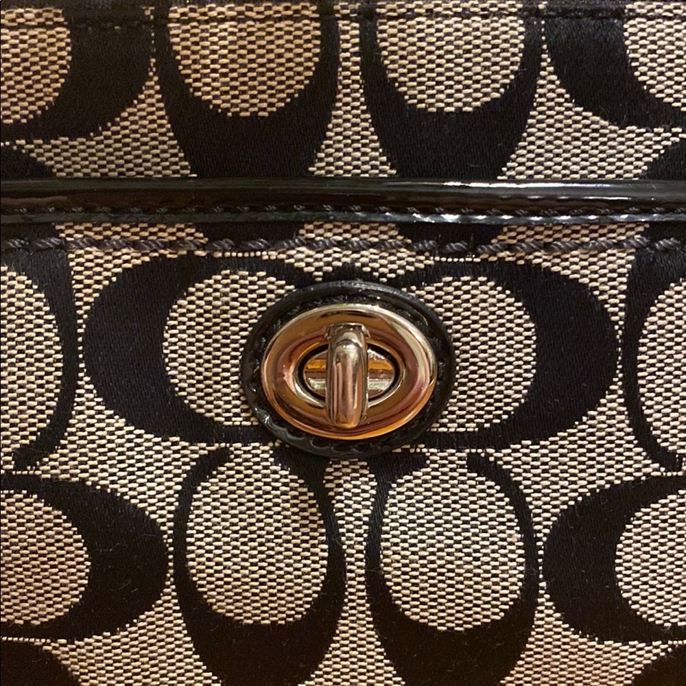 Coach Black and Gray Signature Wristlet - Picture 2 of 5
